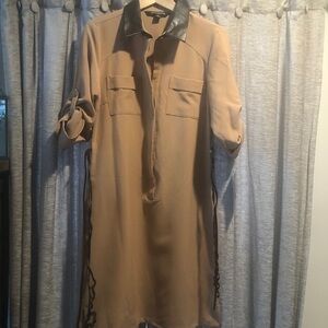 NWT Shargano Tan Belted Shirt Dress